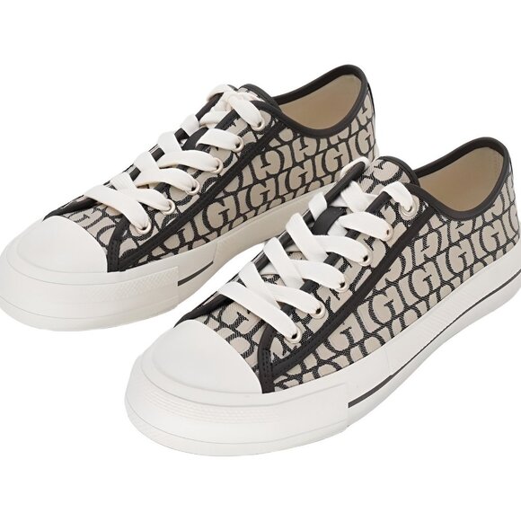 GUESS Carey Jacquard Logo Lace-Up Sneakers Dark Brown Size 9M - Picture 2 of 6